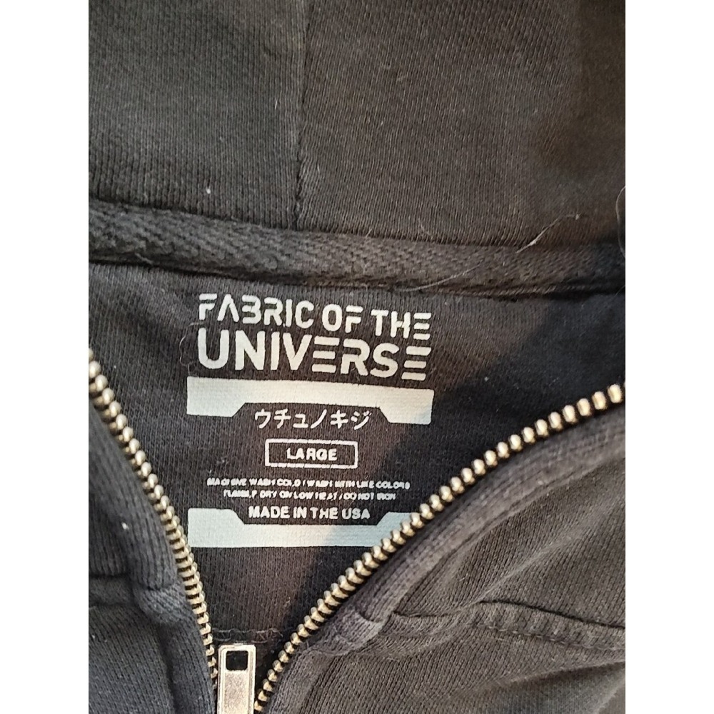 Men FBRC Black Zip-Up Hoodie Sweater Large White & Purple Graphics Pockets - Picture 4 of 15